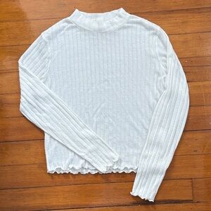 Ribbed Mock Neck Long Sleeve Top